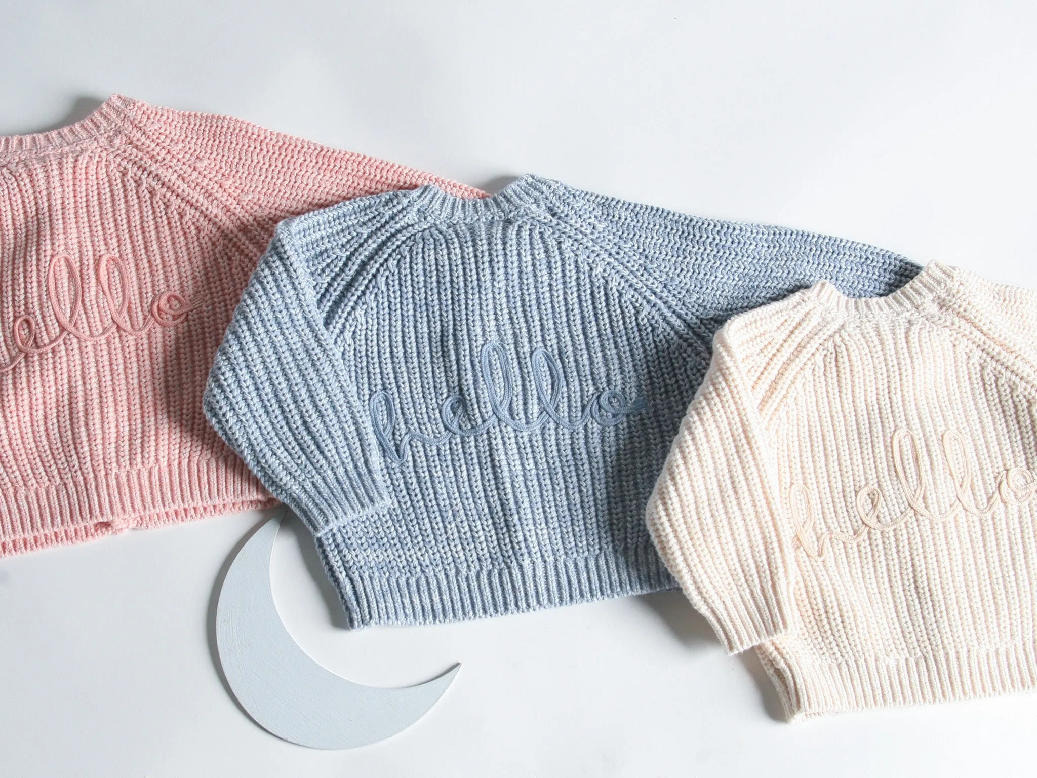 Hello natural embroidered knitted cardigan