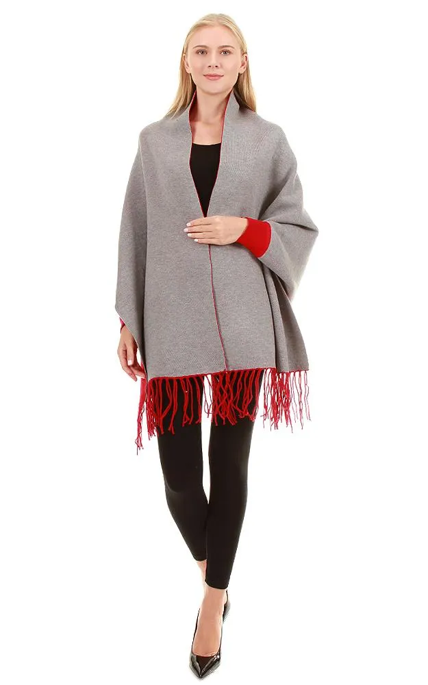 JC16169B Kira Solid Sleeve Cape Shawl
