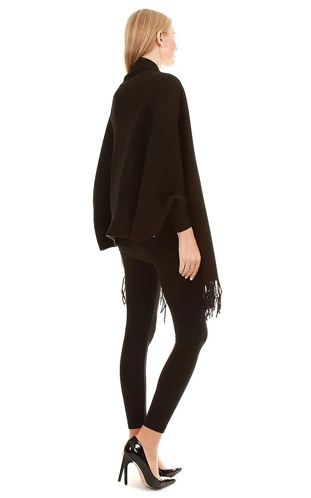 JC16169B Kira Solid Sleeve Cape Shawl