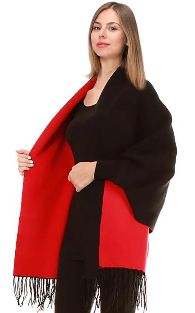 JC16169B Kira Solid Sleeve Cape Shawl
