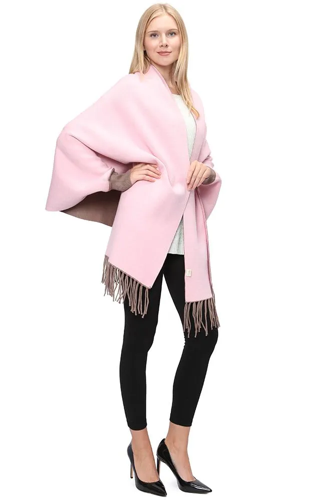 JC16169B Kira Solid Sleeve Cape Shawl