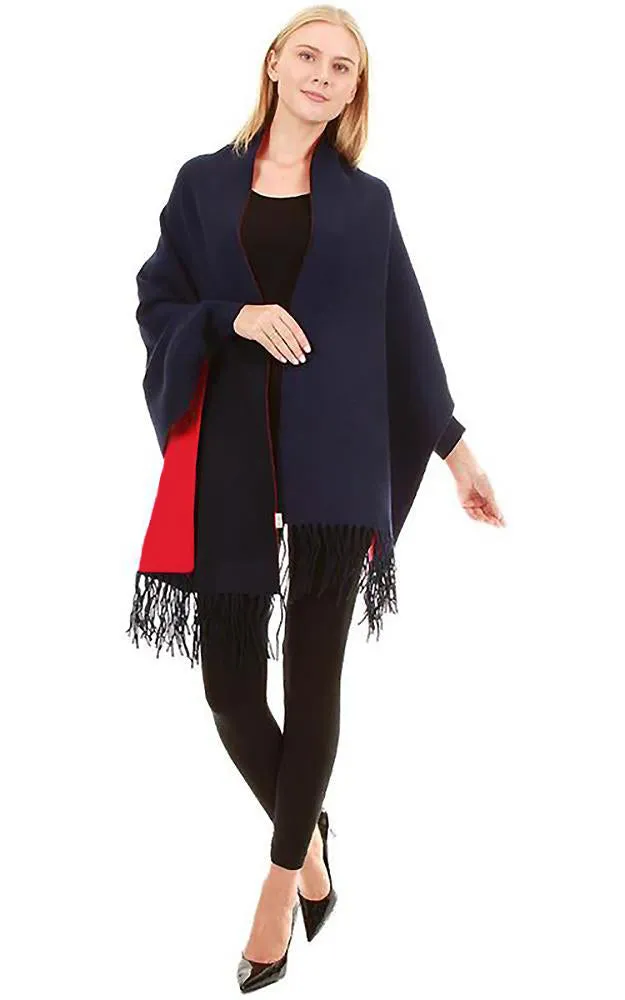 JC16169B Kira Solid Sleeve Cape Shawl