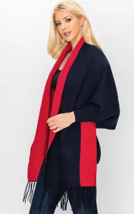 JC16169B Kira Solid Sleeve Cape Shawl
