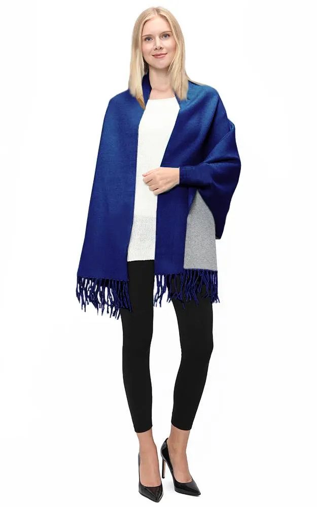 JC16169B Kira Solid Sleeve Cape Shawl