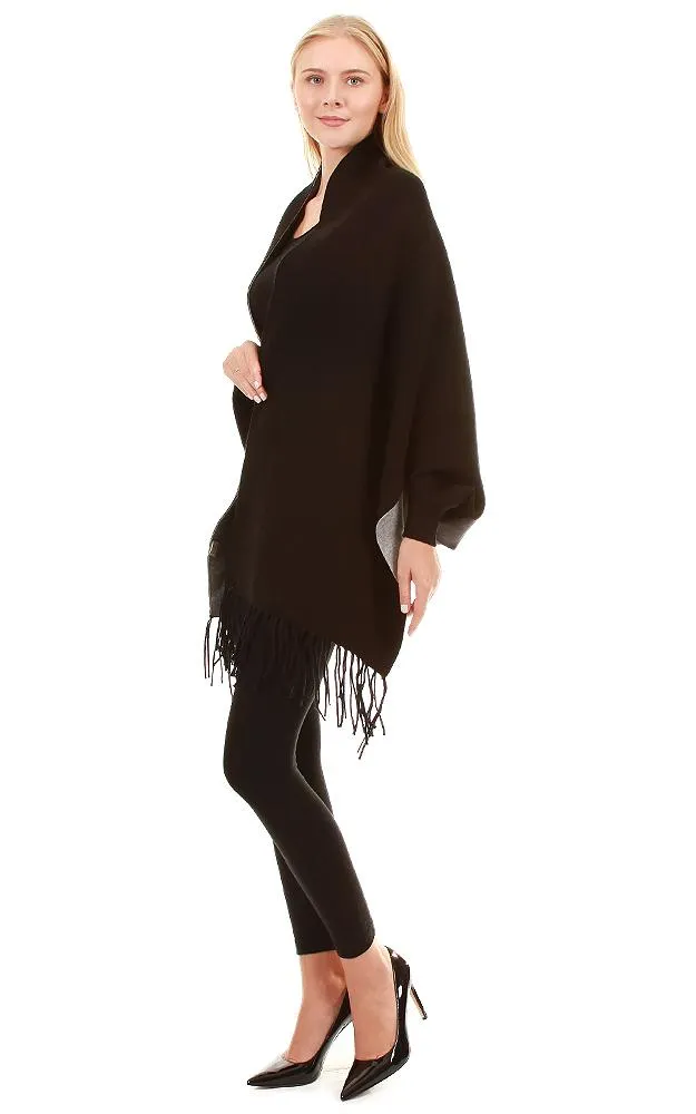 JC16169B Kira Solid Sleeve Cape Shawl