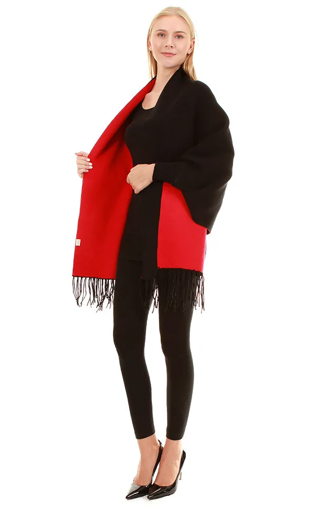 JC16169B Kira Solid Sleeve Cape Shawl