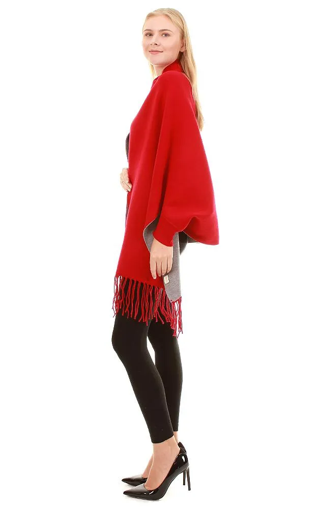 JC16169B Kira Solid Sleeve Cape Shawl