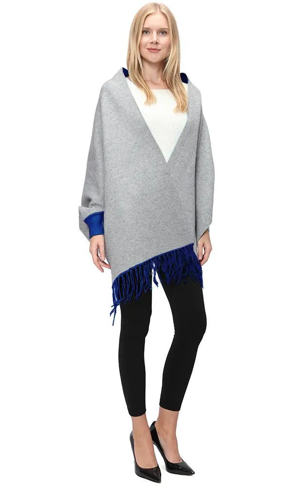 JC16169B Kira Solid Sleeve Cape Shawl