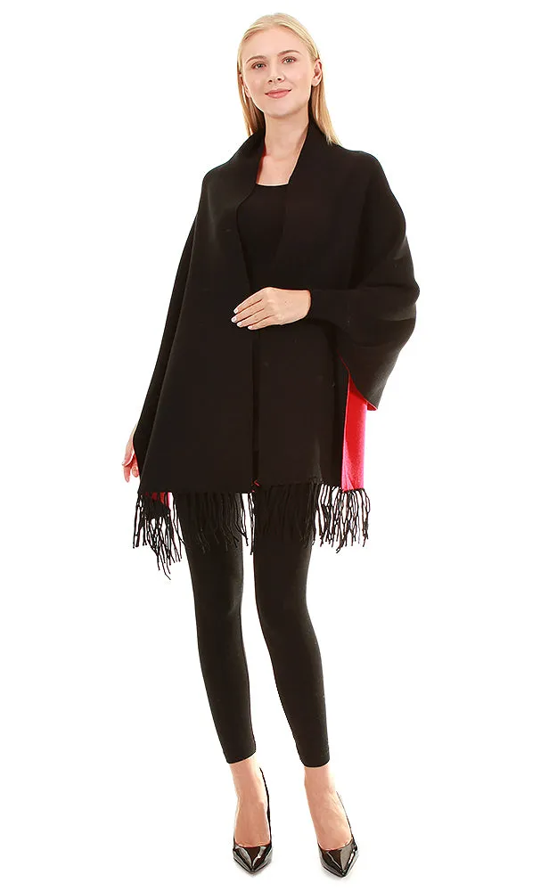 JC16169B Kira Solid Sleeve Cape Shawl