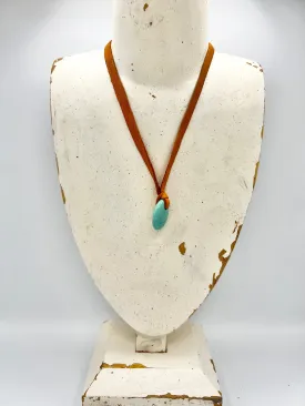Jennifer Medina Turquoise Necklace with Leather strap