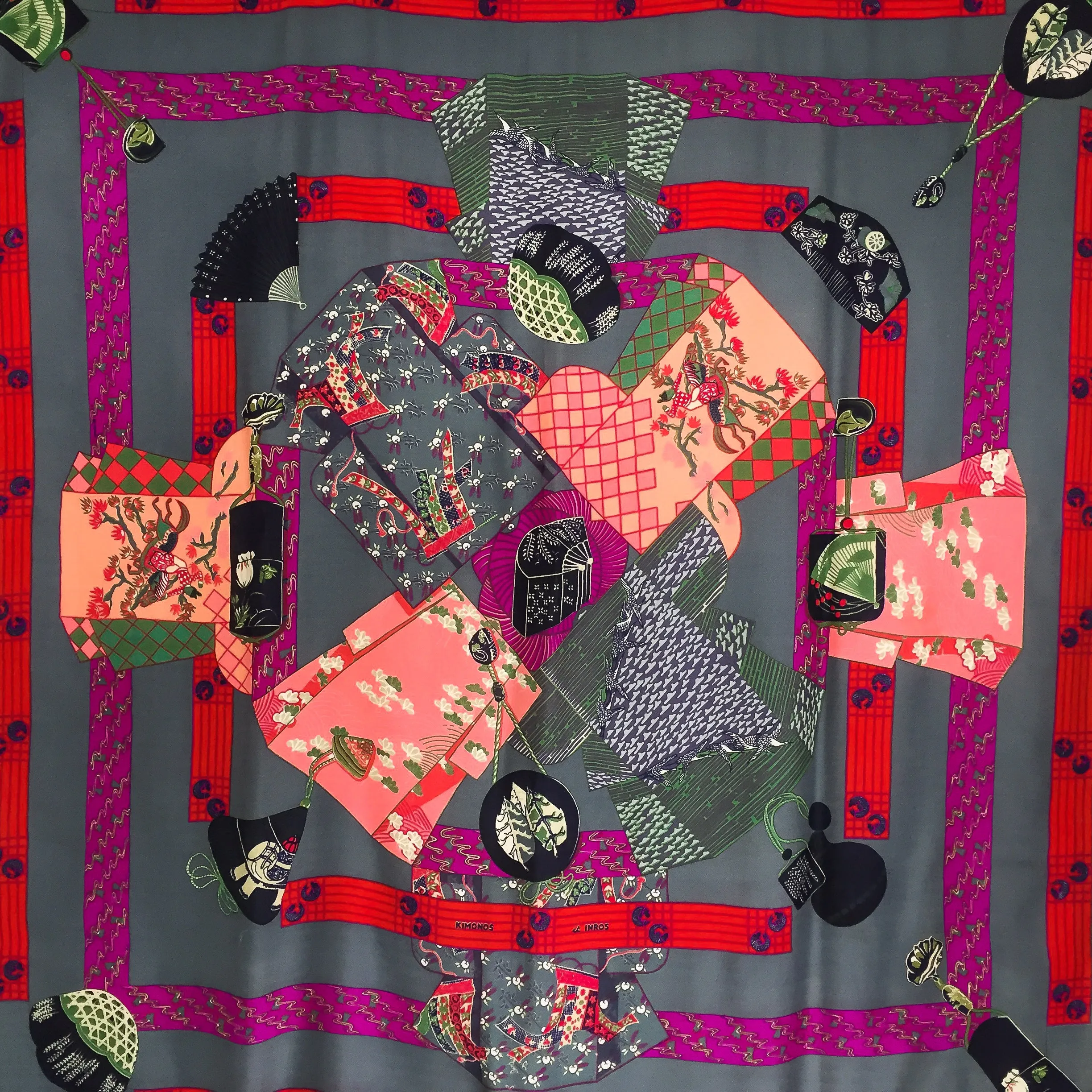Kimonos et Inros Hermes Cashmere Shawl 140 RARE