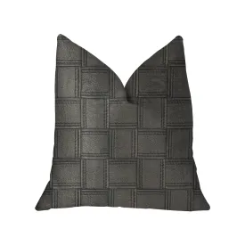 Licorice Black Artificial Leather Luxury Throw Pillow