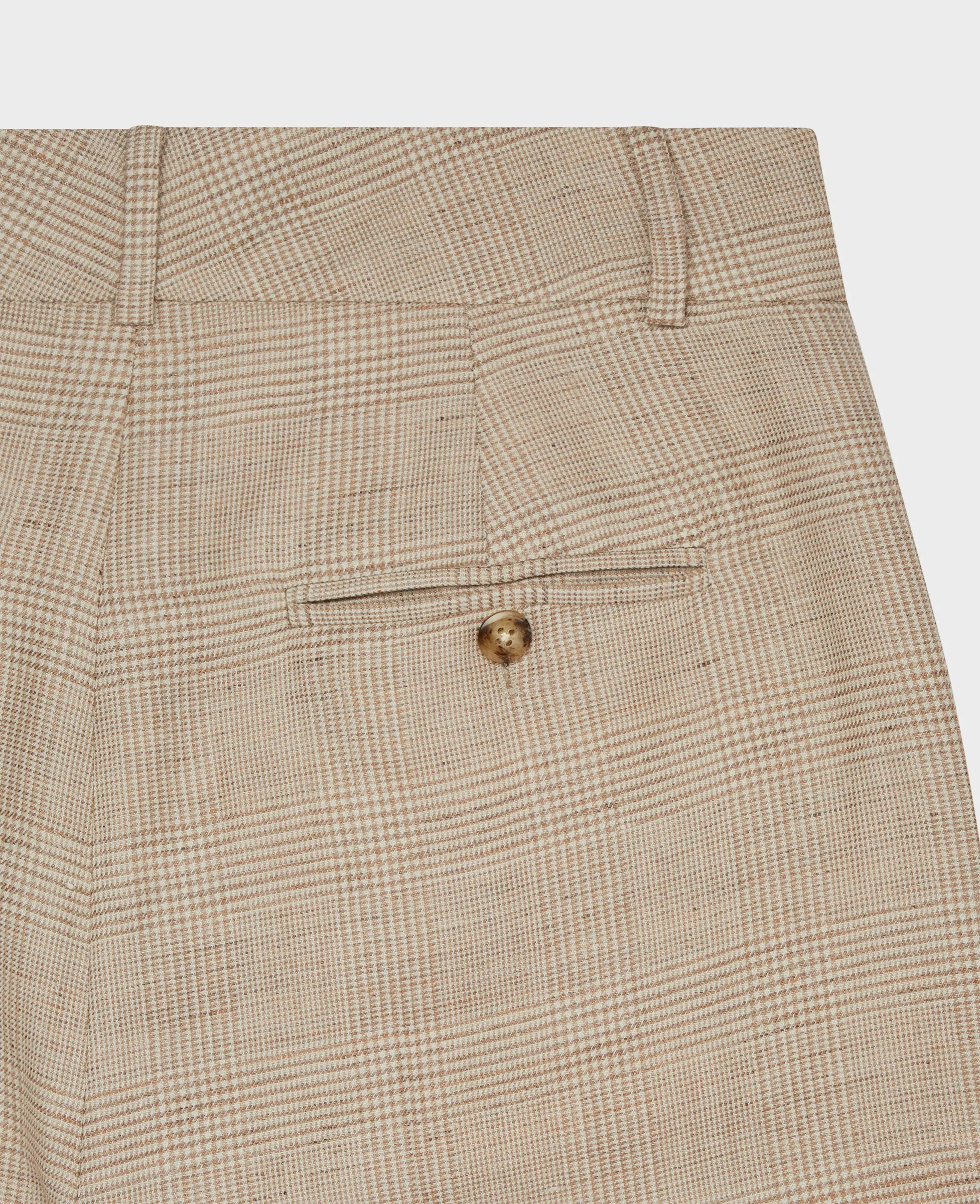 Linen Blend Wide Leg Pleated Trousers