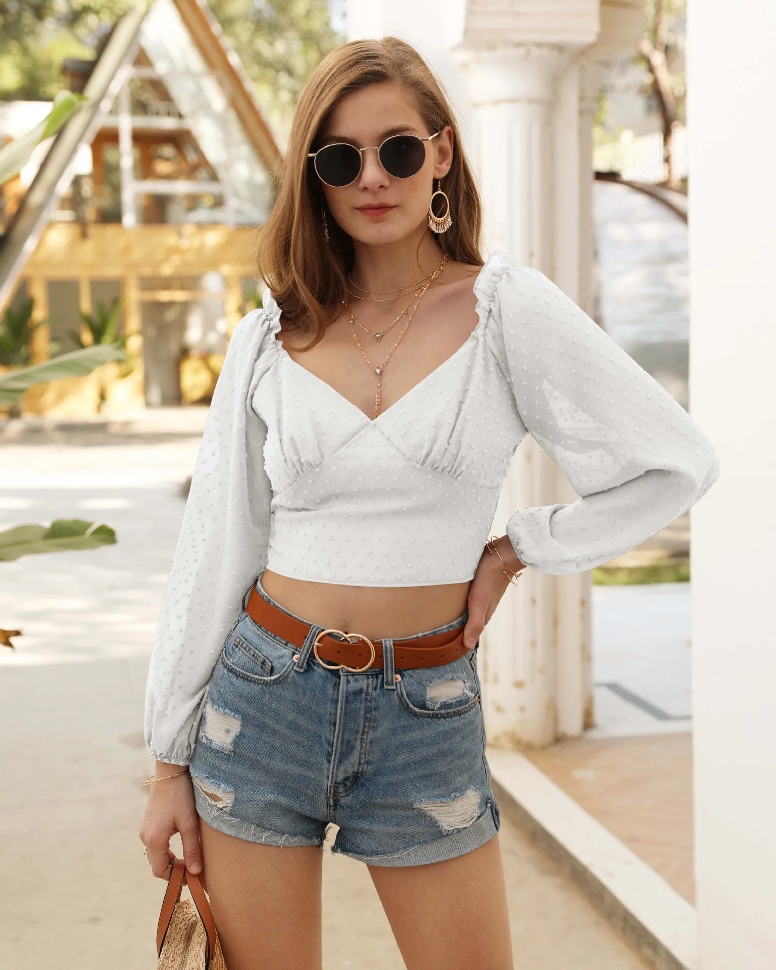 Long Sleeve Sexy Blouse Tops