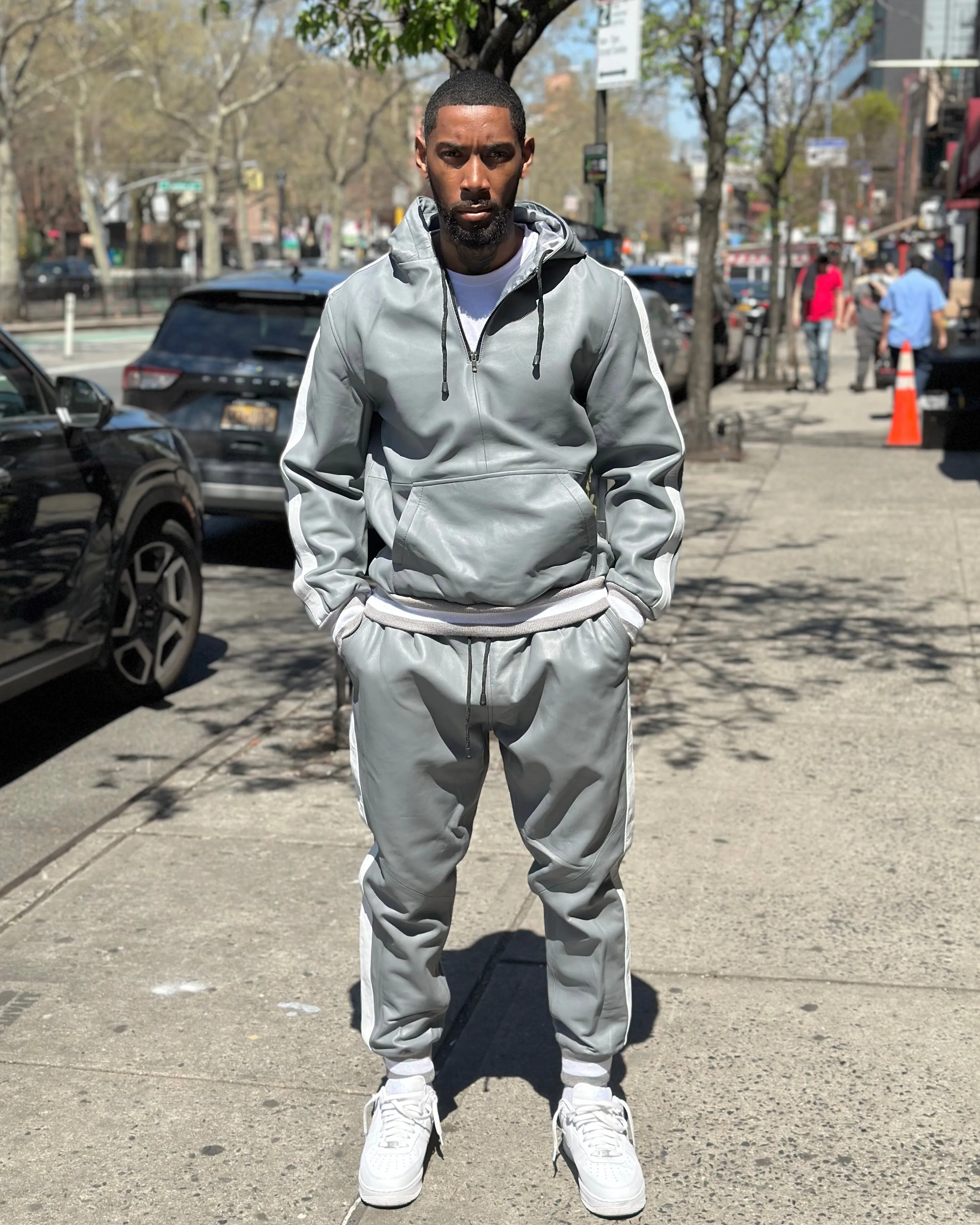 MEN LEATHER SUIT- GREY (50 CENT EDITION)