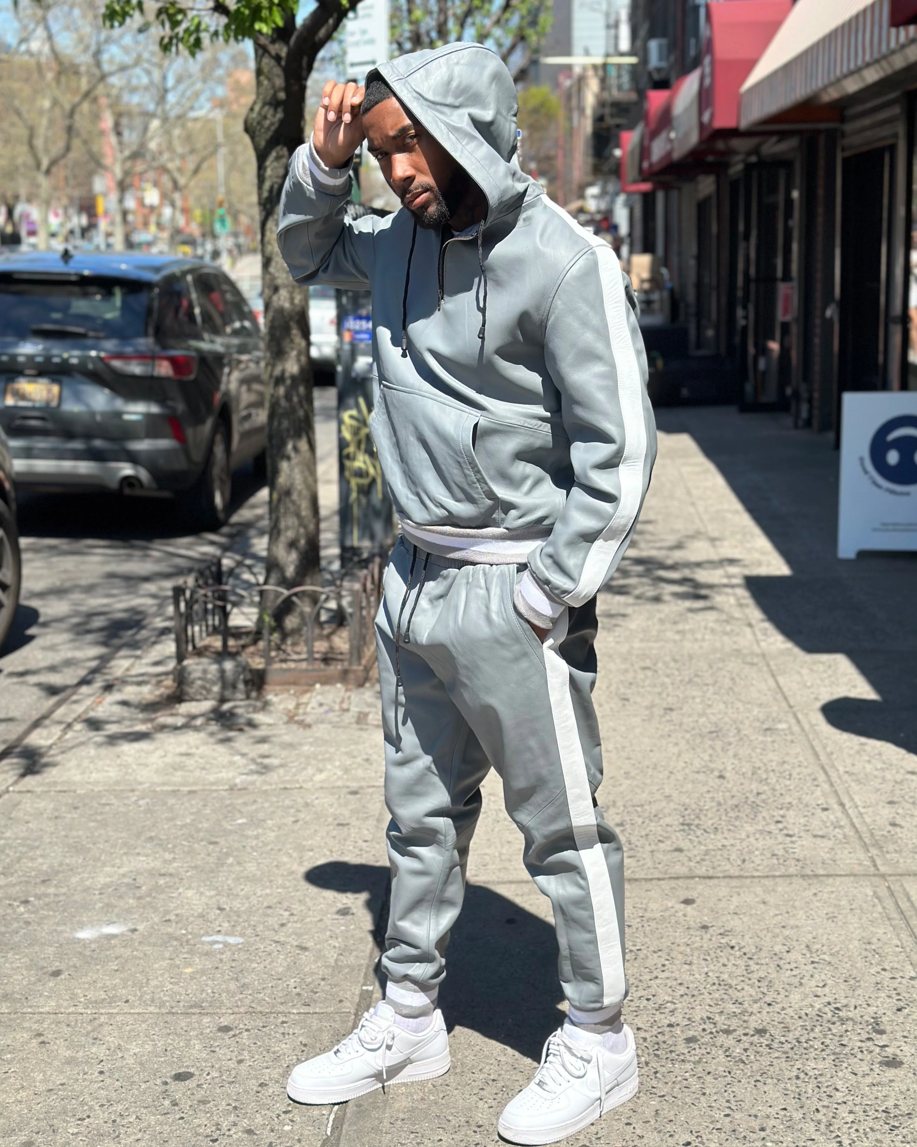 MEN LEATHER SUIT- GREY (50 CENT EDITION)