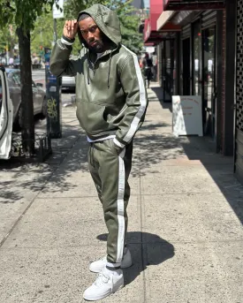 MEN LEATHER SUIT- OLIVE GREEN