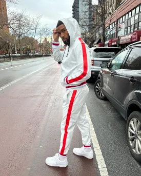 MEN LEATHER SUIT- WHITE & RED