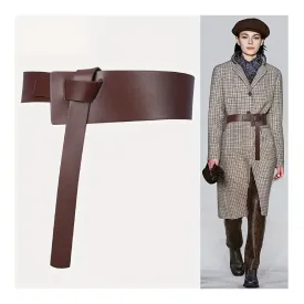 Minimalist Genuine Leather Wide Belt Vintage Knotted Waist Belt Business Suit Coat With Sweater Skirt Decorated Girdle