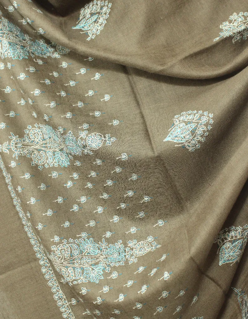 Natural Grey Pashmina With Sozni Work 5721