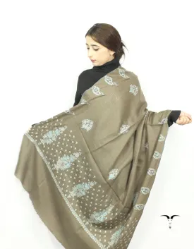 Natural Grey Pashmina With Sozni Work 5721