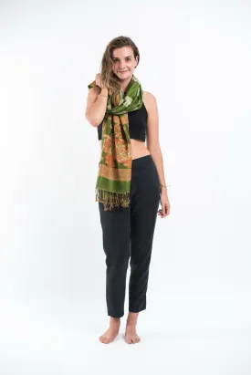 Nepal Elephant Pashmina Shawl Scarf in Green