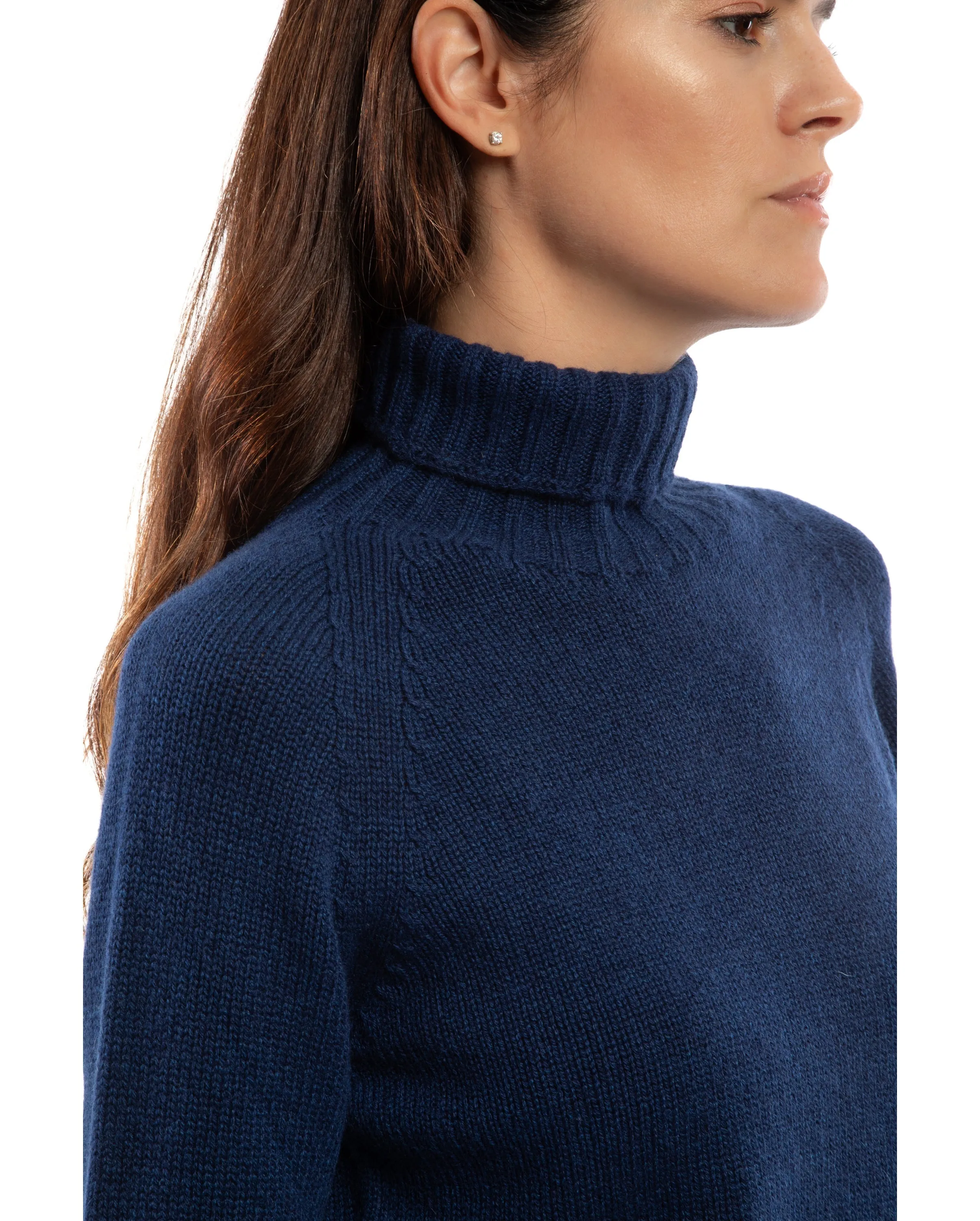 NEW FALL 24 - Women's Cashmere Raglan Sleeve Turtleneck Sweater Milk White