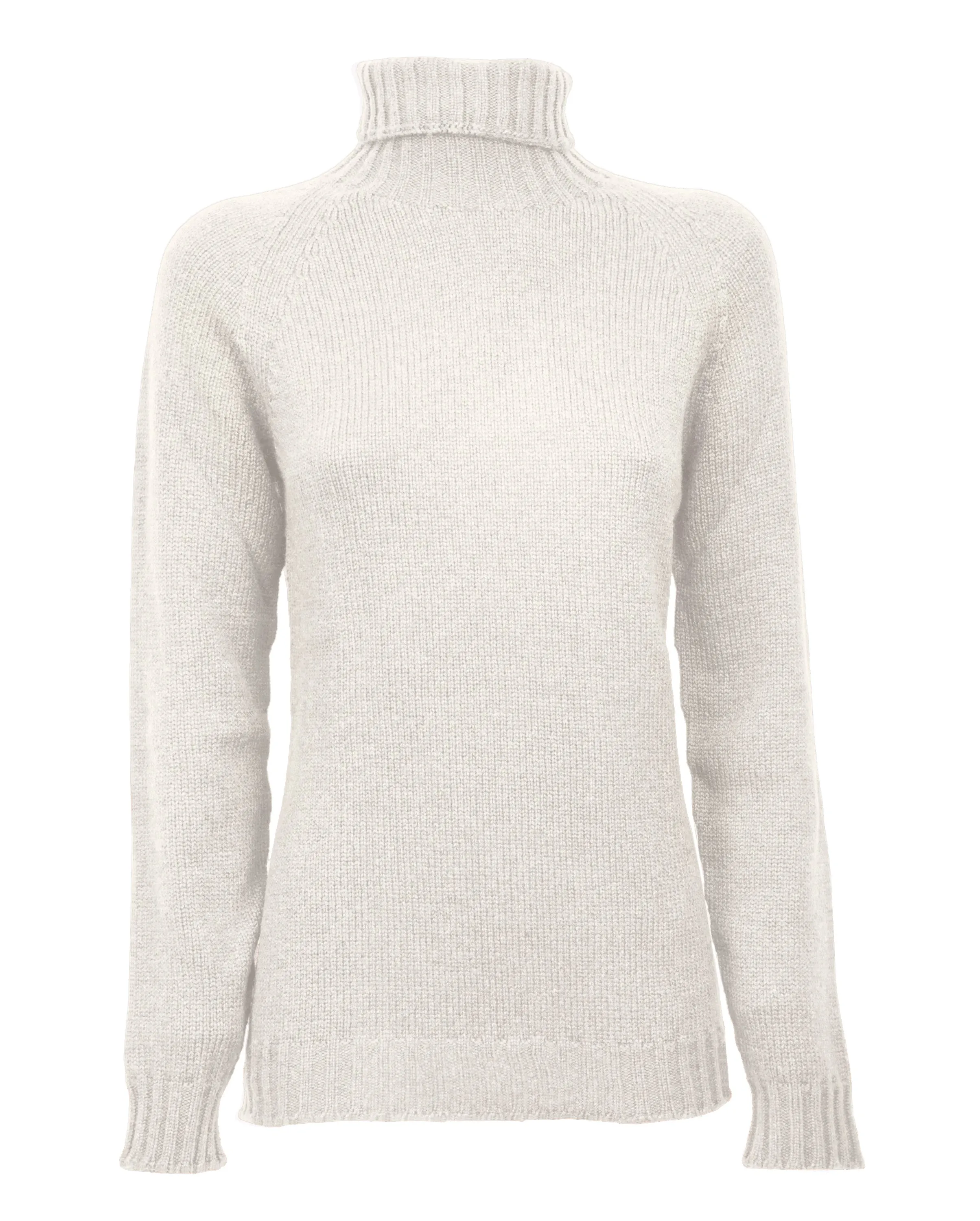 NEW FALL 24 - Women's Cashmere Raglan Sleeve Turtleneck Sweater Milk White