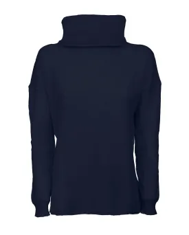 NEW FALL 24 - Women's Oversized Cashmere Cowl Neck Sweater Night Blue