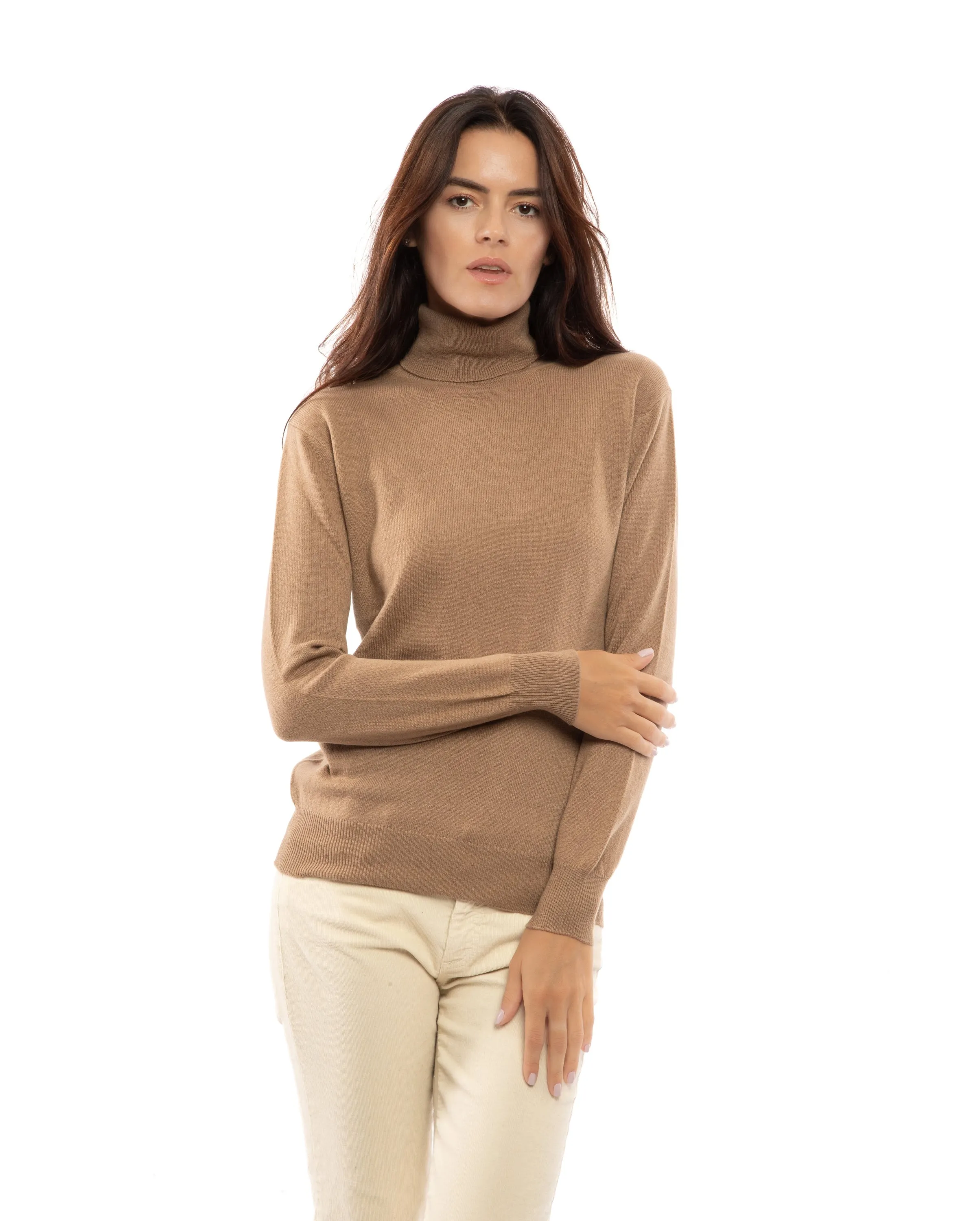NEW FALL 24 - Women's Pure Cashmere Turtleneck Sweater Milk White