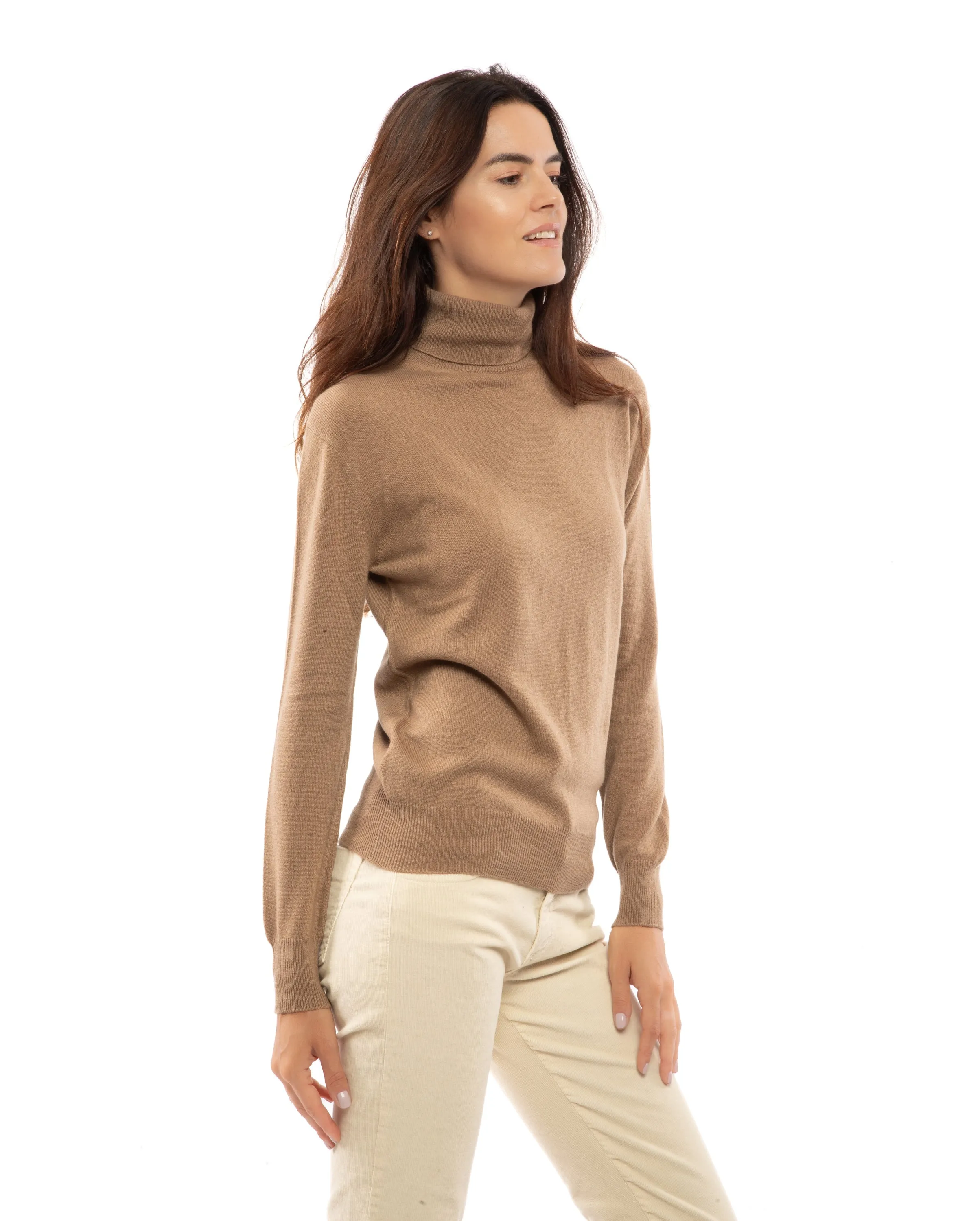 NEW FALL 24 - Women's Pure Cashmere Turtleneck Sweater Milk White