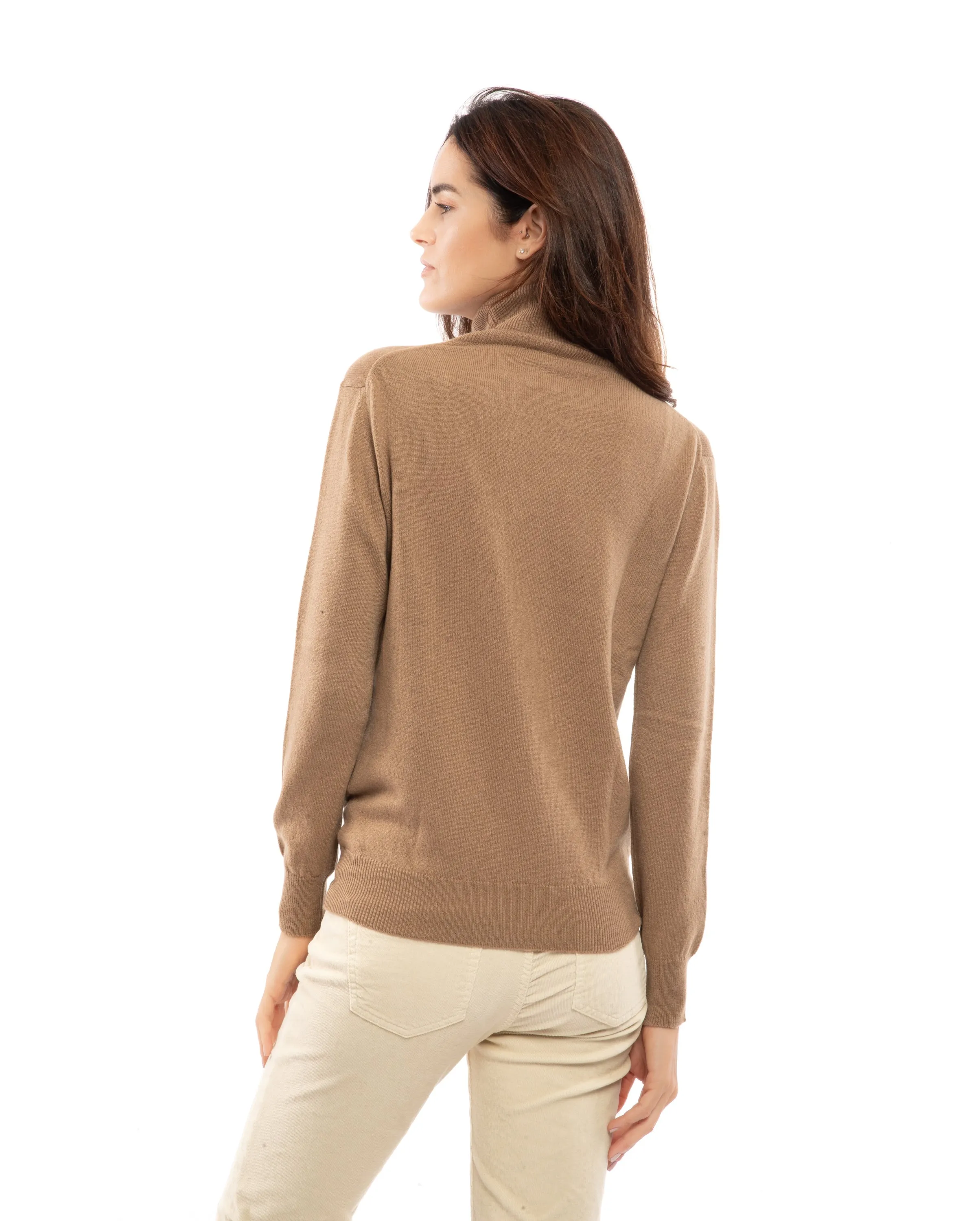 NEW FALL 24 - Women's Pure Cashmere Turtleneck Sweater Milk White