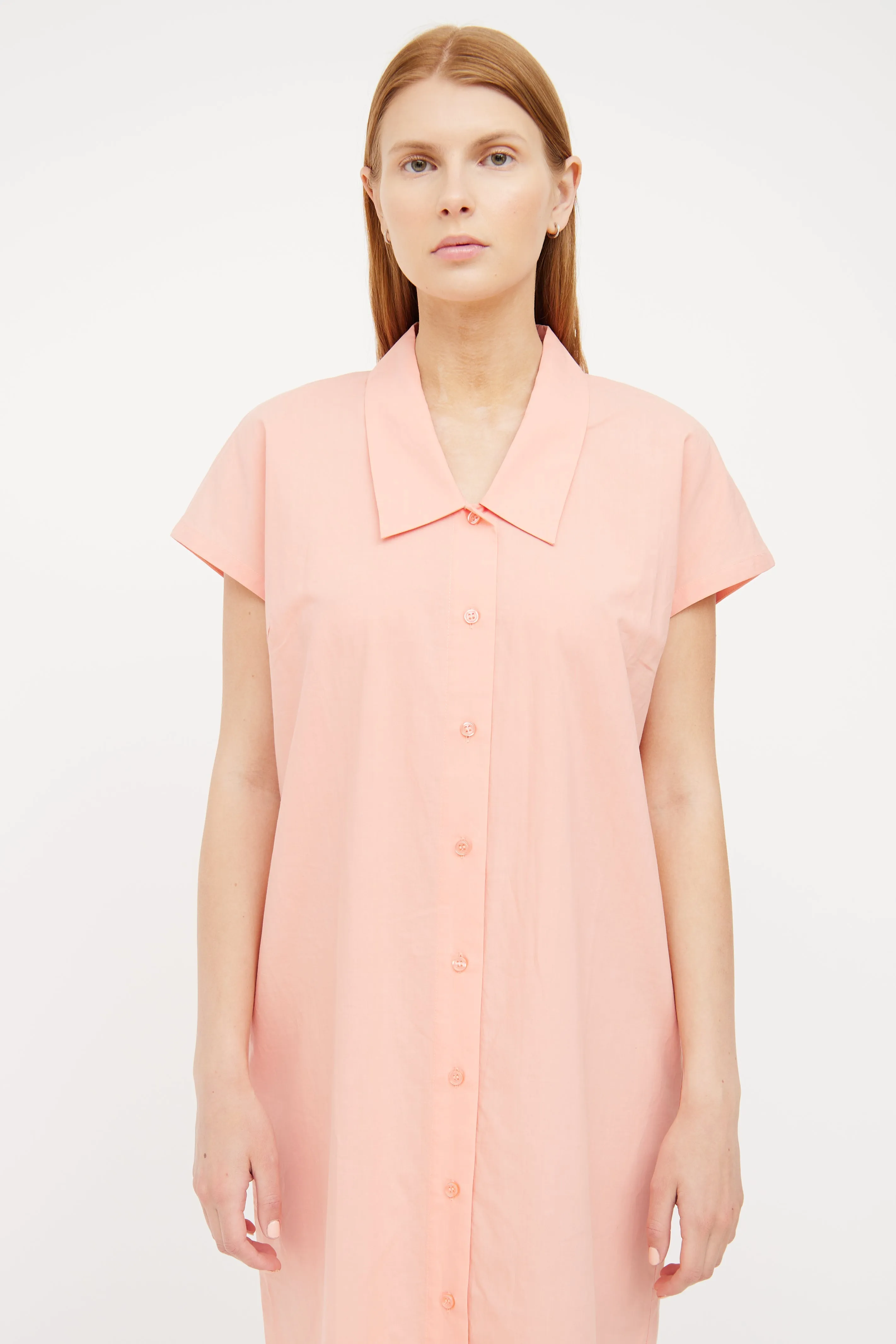 Orange Simple Shirt Dress