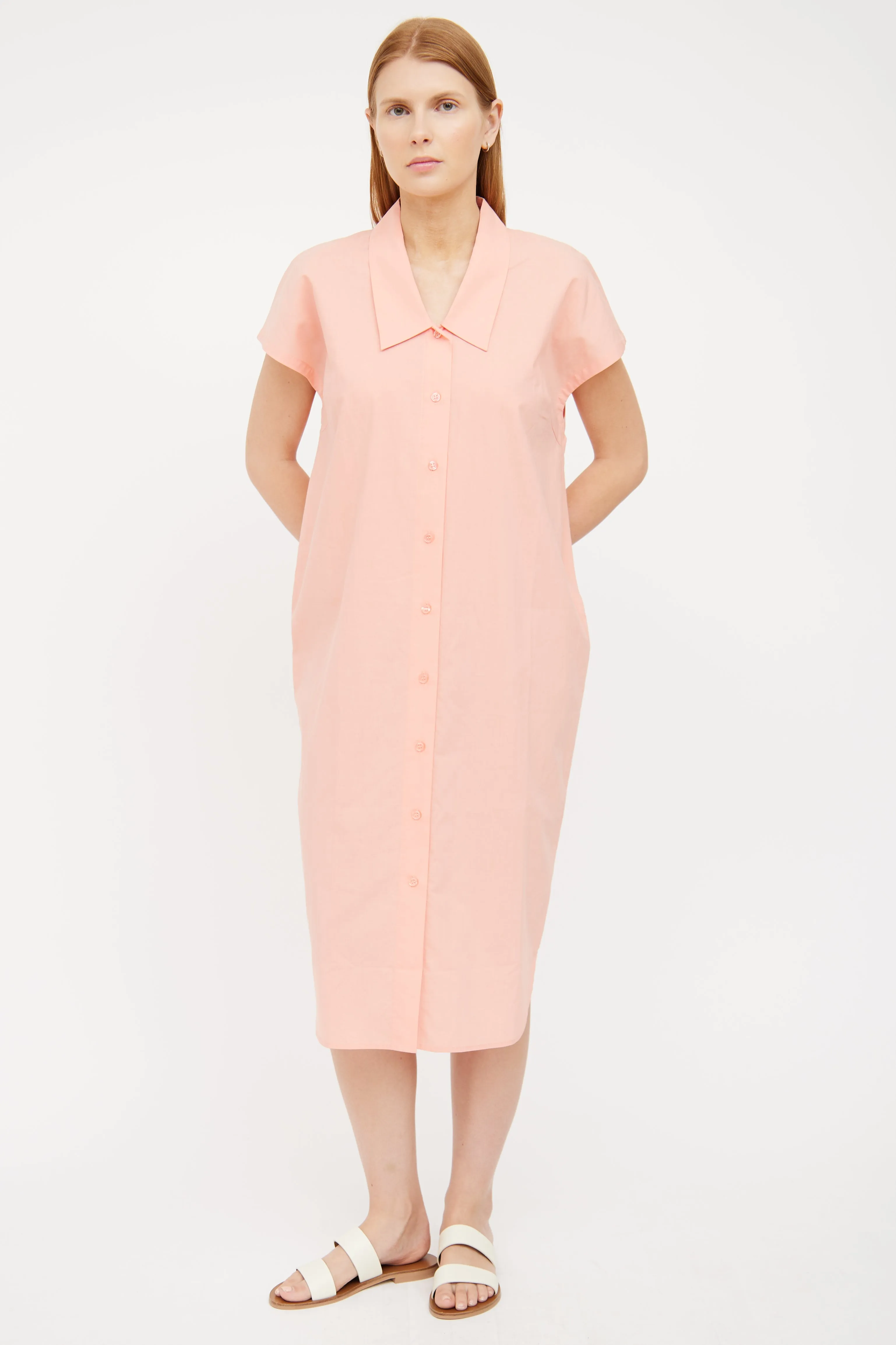 Orange Simple Shirt Dress