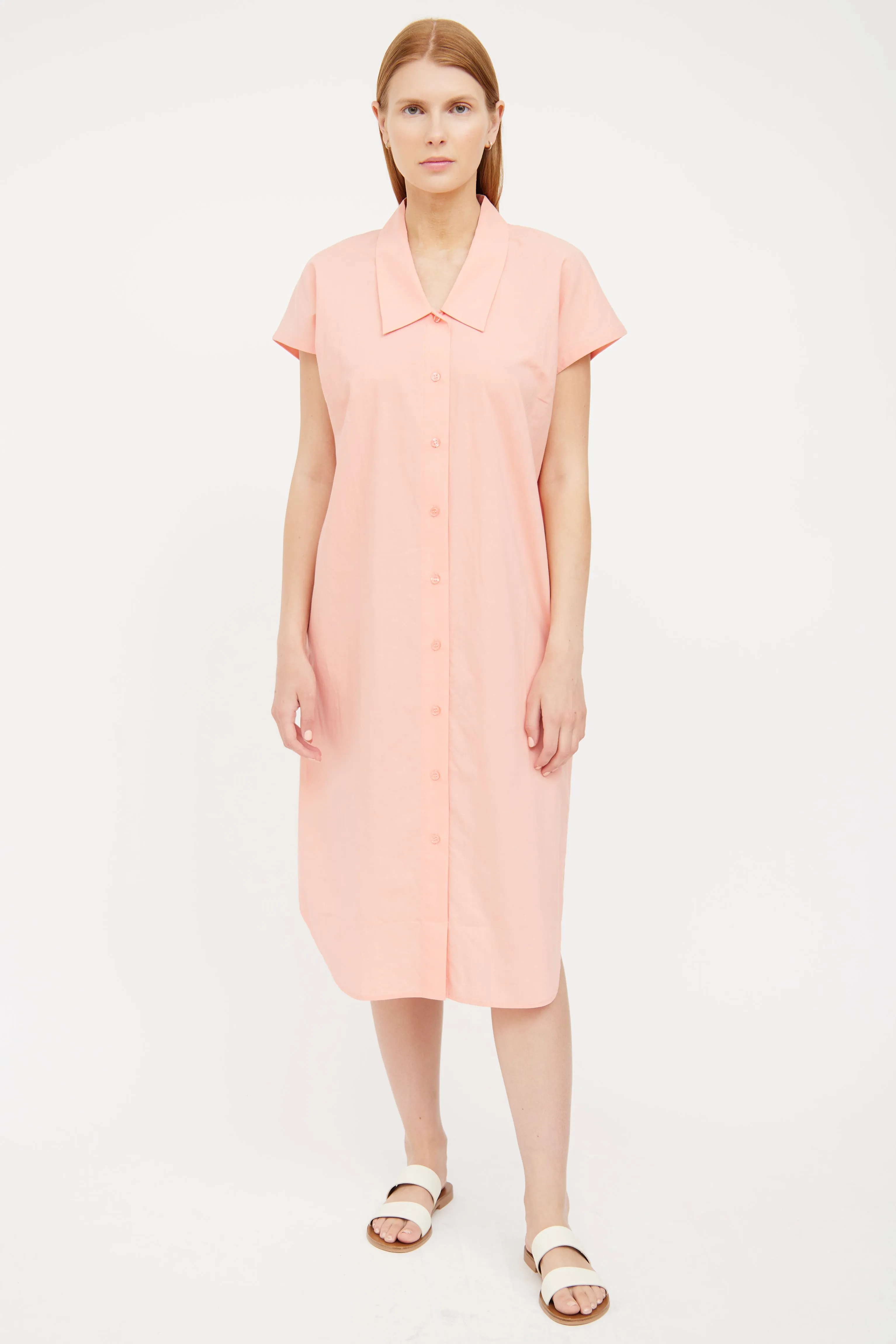 Orange Simple Shirt Dress