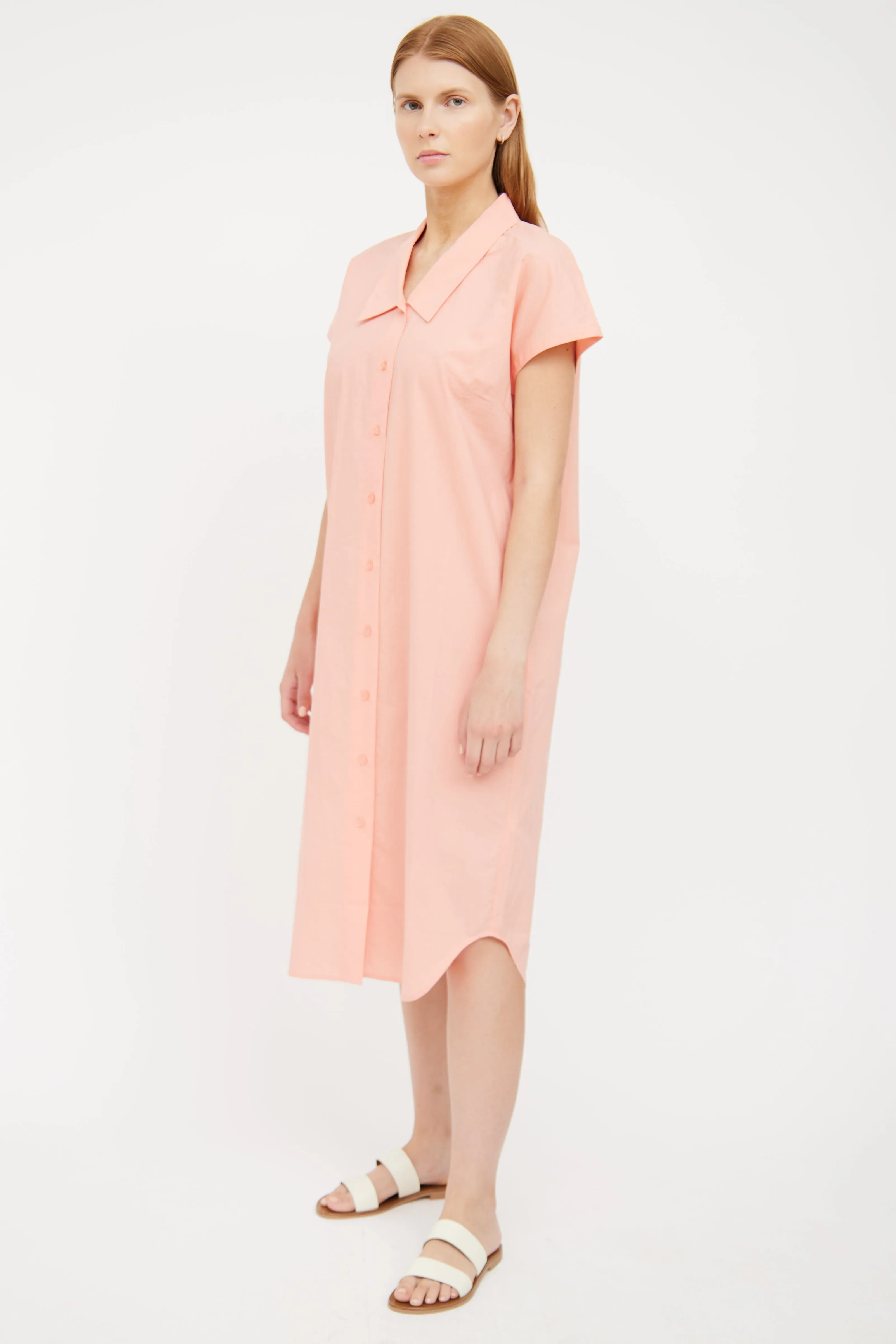 Orange Simple Shirt Dress