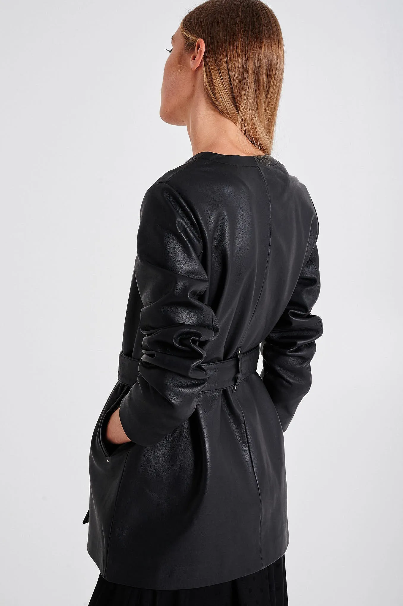 Overshirt leather jacket
