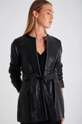 Overshirt leather jacket
