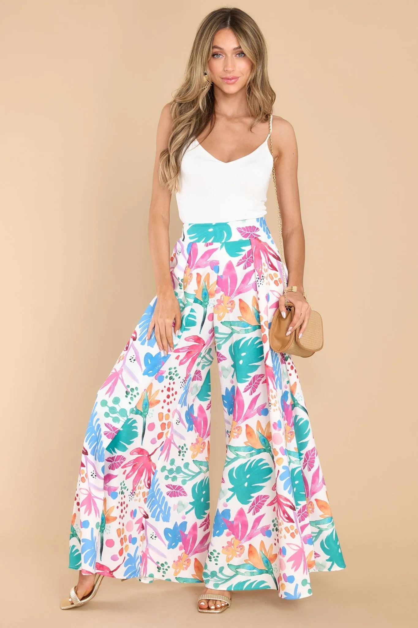 Play More White Multi Print Pants