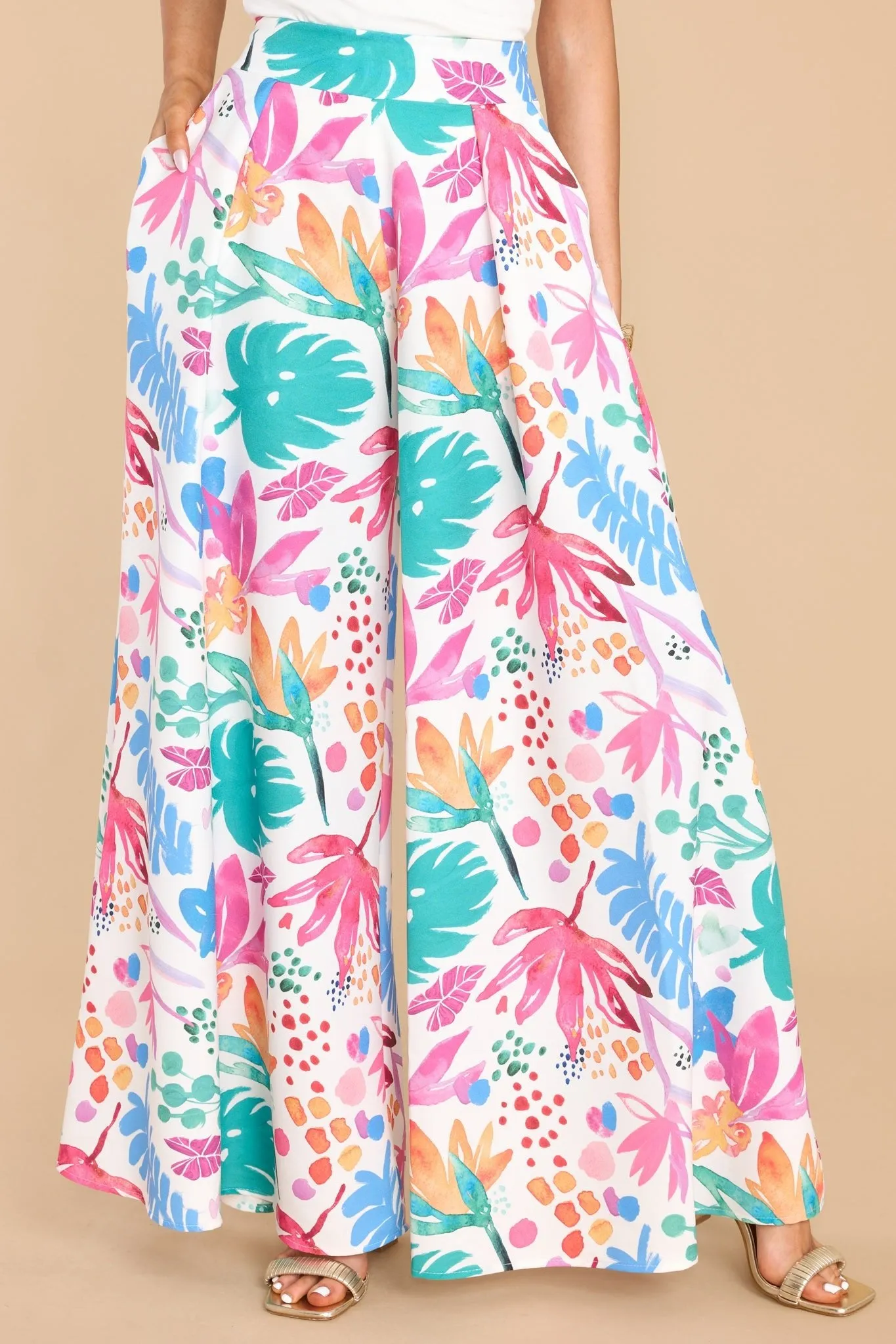 Play More White Multi Print Pants