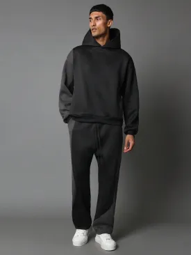 Regular Fit Contrast Panels Overhead Hoodie And Drop Crotch Sweatpants 2 Piece Set
