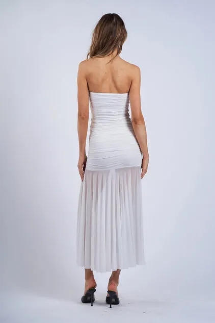 See-Through Ruched Tube Midi