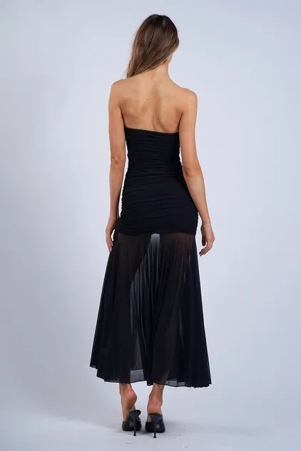 See-Through Ruched Tube Midi