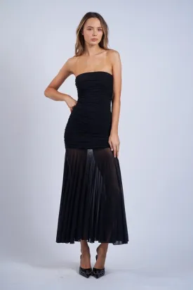 See-Through Ruched Tube Midi
