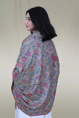 Shahnoor Zati Floral Outlined Kani Jamavar Pashmina Shawl