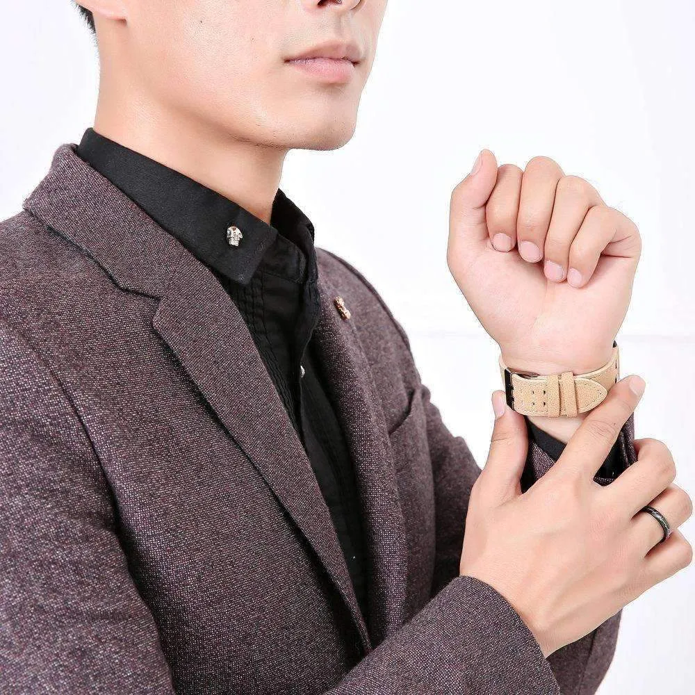 Space Black Leather Strap Military Watch