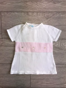 SS18 Floc Baby Girls White & Pink Stars Knitted Dress