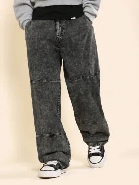 Straight Fit Washed Double Knee Jean