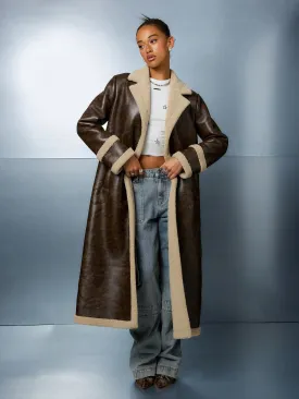 SUMWON WOMEN Fluffy Shearling Maxi Coat