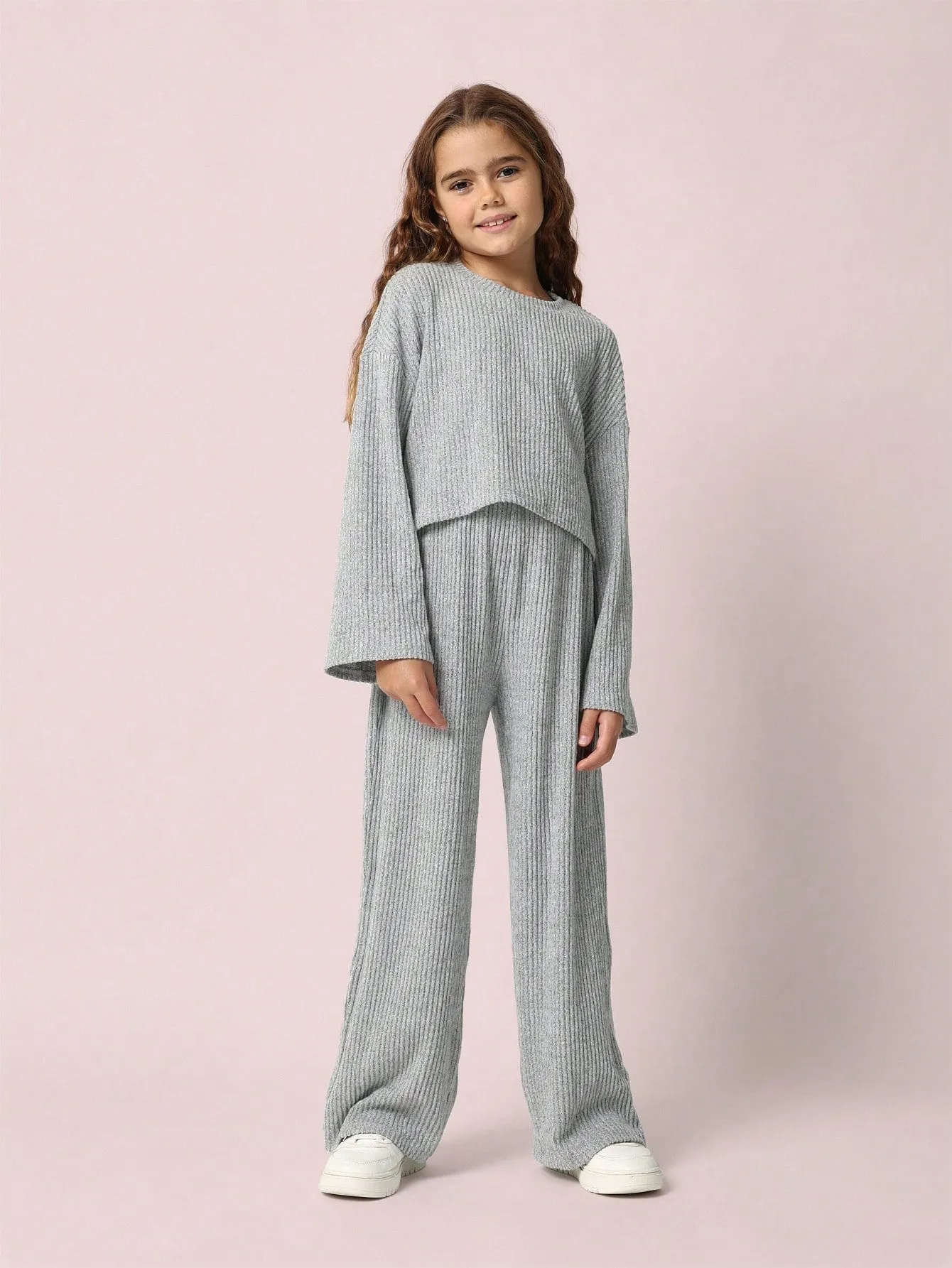 Tween Girls Cozy Rib Long Sleeve Shirt And Pant 2 Piece Set